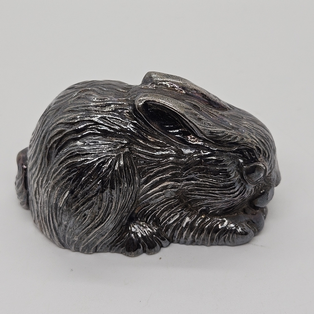 Reed & Barton silver plate rabbit music box